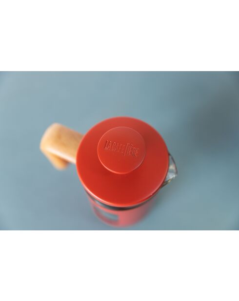Caffettiera francese LC Pisa da 3 tazze con manico in legno rosso - 350 ml
