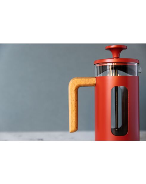 Caffettiera francese LC Pisa da 3 tazze con manico in legno rosso - 350 ml
