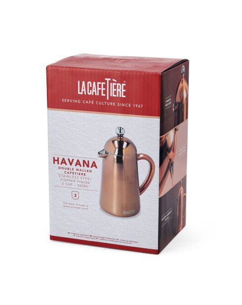 Havana Doppelwandige, verkupferte französische Presse für 3 Tassen, 350 ml