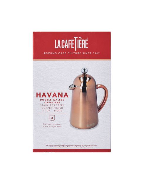 Havana Doppelwandige, verkupferte französische Presse für 3 Tassen, 350 ml