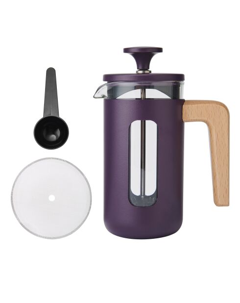 Caffettiera francese LC Pisa da 3 tazze con manico in legno viola - 350 ml