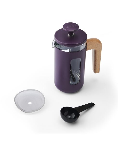 Caffettiera francese LC Pisa da 3 tazze con manico in legno viola - 350 ml