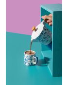 Tazza da espresso in ceramica LC, motivo floreale bianco - 120ml