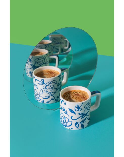 Tazza da espresso in ceramica LC, motivo floreale bianco - 120ml