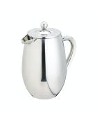 LC dubbelwandige Franse pers van zilverkleurig roestvrij staal met 8 kopjes - 1L