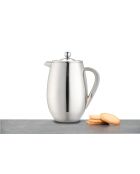 LC dubbelwandige Franse pers van zilverkleurig roestvrij staal met 8 kopjes - 1L