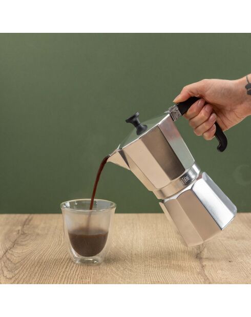 Cafetière italienne 9 tasses LC argentée - 470ml