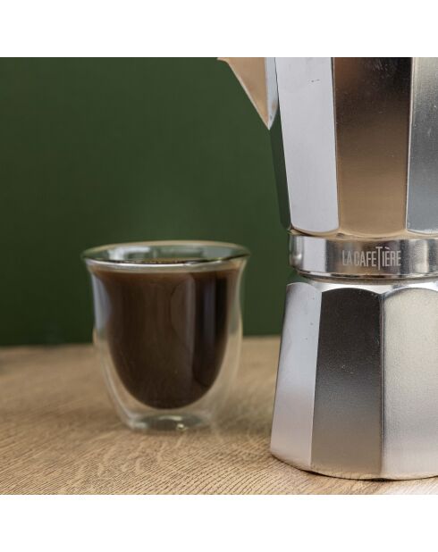 Cafetière italienne 9 tasses LC argentée - 470ml