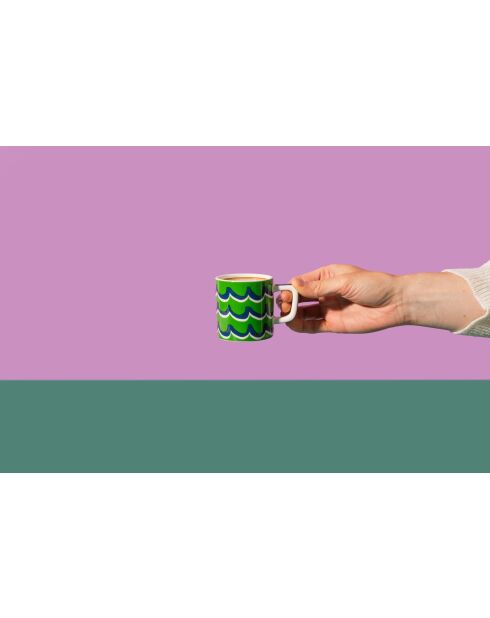 Tazza da caffè espresso in ceramica LC, motivo a spirale verde - 120ml