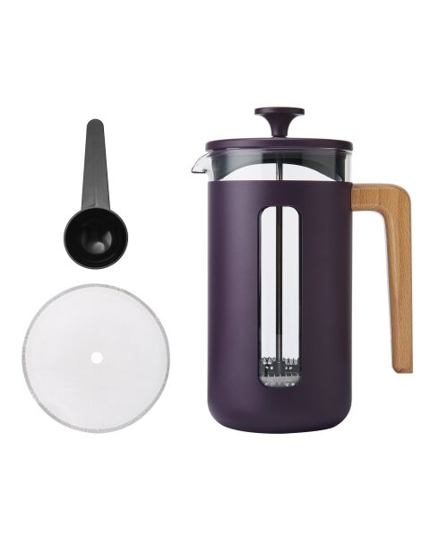 Caffettiera francese LC Pisa da 8 tazze con manico in legno viola - 1L