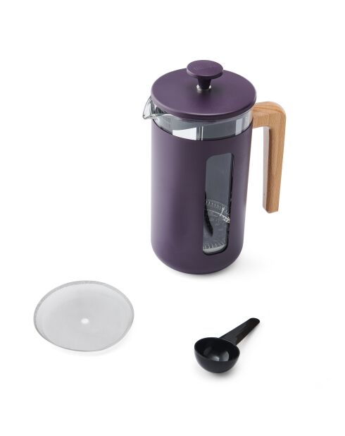 Caffettiera francese LC Pisa da 8 tazze con manico in legno viola - 1L