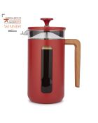 Caffettiera francese LC Pisa da 8 tazze con manico in legno rosso - 1L