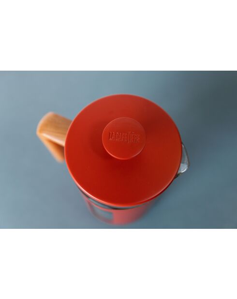 Caffettiera francese LC Pisa da 8 tazze con manico in legno rosso - 1L
