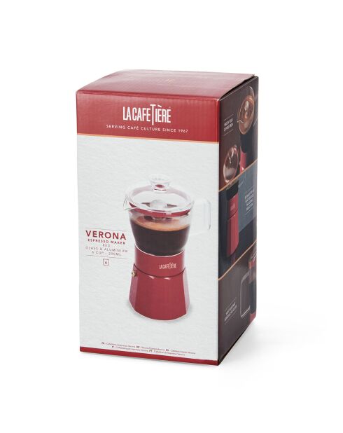 Caffettiera italiana 6 tazze LC Verona Gls rossa - 290ml