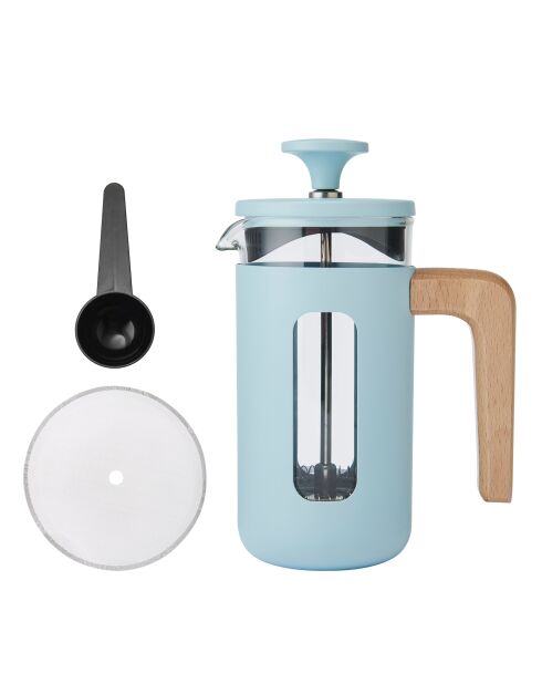 LC Pisa 3-kops koffiezetapparaat voor Franse pers met blauwe houten handgreep - 350 ml