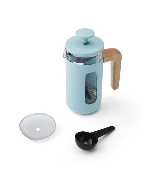 LC Pisa 3-kops koffiezetapparaat voor Franse pers met blauwe houten handgreep - 350 ml