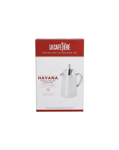 Havana Silver Kaffeebereiter, doppelwandig, für 3 Tassen, Edelstahl, 350 ml