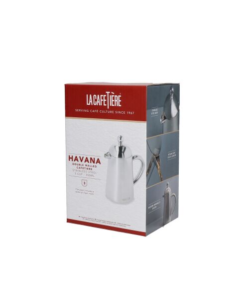 Havana Silver Kaffeebereiter, doppelwandig, für 3 Tassen, Edelstahl, 350 ml