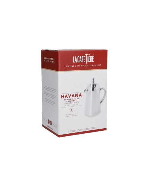 Havana Silver Kaffeebereiter, doppelwandig, für 3 Tassen, Edelstahl, 350 ml