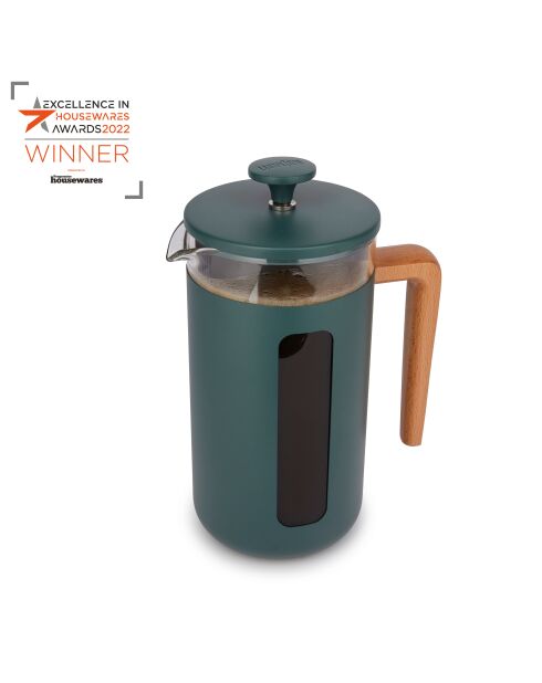LC Pisa French Press Kaffeemaschine für 8 Tassen mit grünem Holzgriff — 1 l