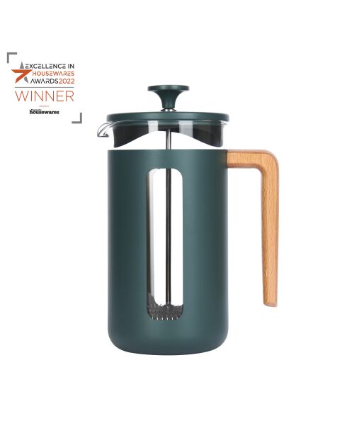 LC Pisa French Press Kaffeemaschine für 8 Tassen mit grünem Holzgriff — 1 l