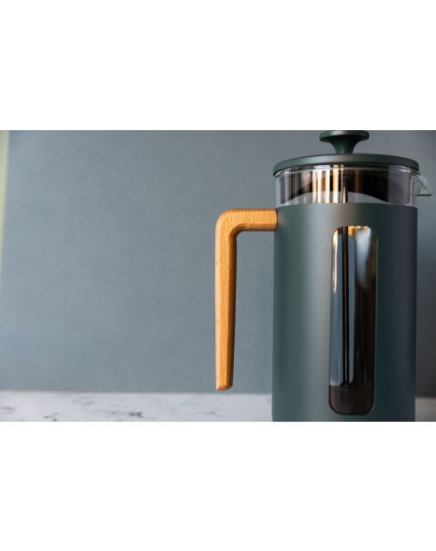 LC Pisa French Press Kaffeemaschine für 8 Tassen mit grünem Holzgriff — 1 l