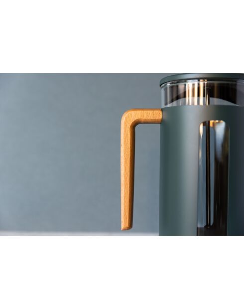 LC Pisa French Press Kaffeemaschine für 8 Tassen mit grünem Holzgriff — 1 l