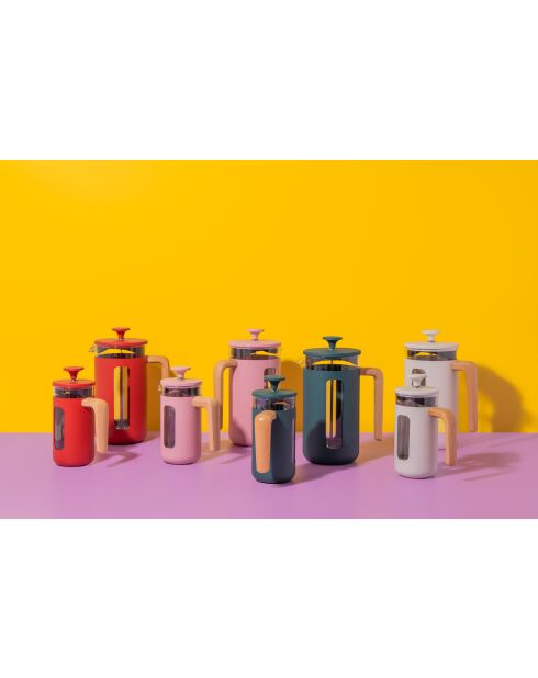 LC Pisa French Press Kaffeemaschine für 8 Tassen mit grünem Holzgriff — 1 l