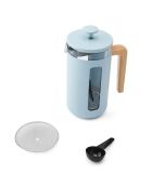 LC Pisa 8-kops koffiezetapparaat voor Franse pers met blauwe houten handgreep - 1L