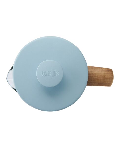 LC Pisa 8-kops koffiezetapparaat voor Franse pers met blauwe houten handgreep - 1L