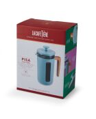 LC Pisa 8-kops koffiezetapparaat voor Franse pers met blauwe houten handgreep - 1L