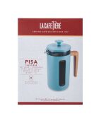 LC Pisa 8-kops koffiezetapparaat voor Franse pers met blauwe houten handgreep - 1L