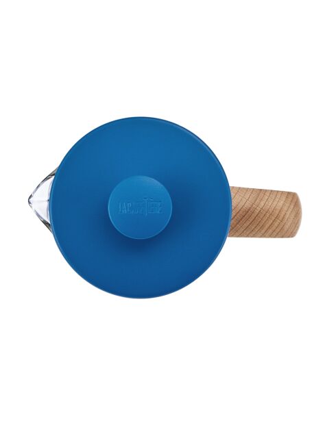 Caffettiera francese LC Pisa da 8 tazze in legno, fatta a mano con motivo floreale blu - 1L