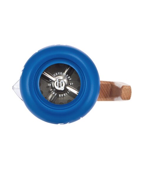 Caffettiera francese LC Pisa da 8 tazze in legno, fatta a mano con motivo floreale blu - 1L