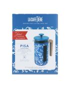 Caffettiera francese LC Pisa da 8 tazze in legno, fatta a mano con motivo floreale blu - 1L