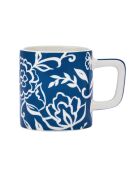 Tazza da caffè espresso in ceramica LC, motivo floreale blu - 120ml
