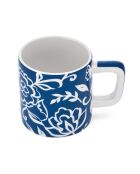 Tazza da caffè espresso in ceramica LC, motivo floreale blu - 120ml