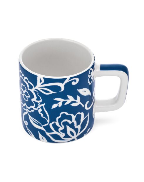 Tazza da caffè espresso in ceramica LC, motivo floreale blu - 120ml