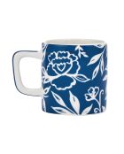 Tazza da caffè espresso in ceramica LC, motivo floreale blu - 120ml
