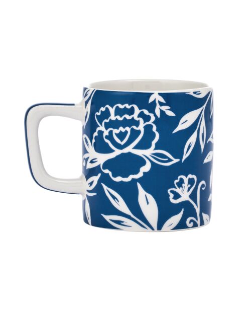 Tazza da caffè espresso in ceramica LC, motivo floreale blu - 120ml