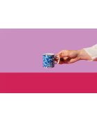 Tazza da caffè espresso in ceramica LC, motivo floreale blu - 120ml