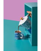 Tazza da caffè espresso in ceramica LC, motivo floreale blu - 120ml