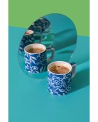 Tazza da caffè espresso in ceramica LC, motivo floreale blu - 120ml