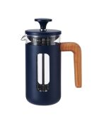 LC Pisa French Press Kaffeemaschine für 3 Tassen mit marineblauem Holzgriff, 11,3 x 7 x 16,5 cm
