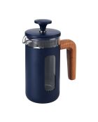 LC Pisa French Press Kaffeemaschine für 3 Tassen mit marineblauem Holzgriff, 11,3 x 7 x 16,5 cm