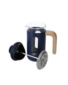 LC Pisa French Press Kaffeemaschine für 3 Tassen mit marineblauem Holzgriff, 11,3 x 7 x 16,5 cm