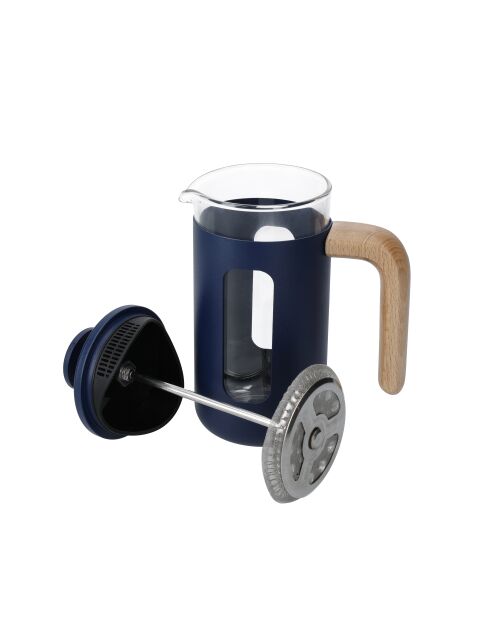 LC Pisa French Press Kaffeemaschine für 3 Tassen mit marineblauem Holzgriff, 11,3 x 7 x 16,5 cm