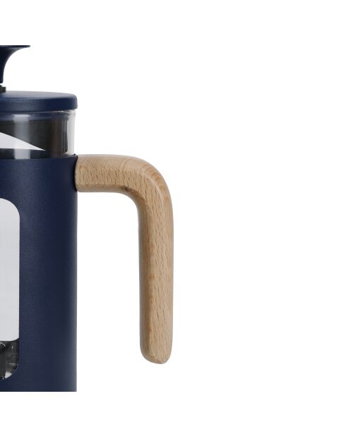 LC Pisa French Press Kaffeemaschine für 3 Tassen mit marineblauem Holzgriff, 11,3 x 7 x 16,5 cm
