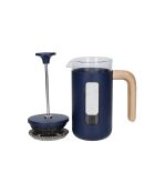LC Pisa French Press Kaffeemaschine für 3 Tassen mit marineblauem Holzgriff, 11,3 x 7 x 16,5 cm