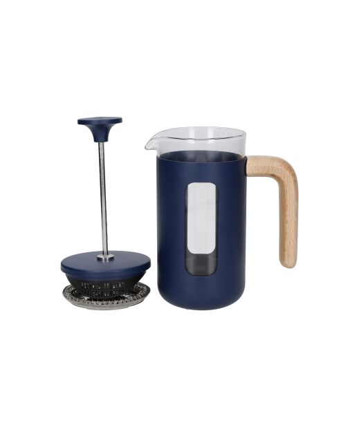 LC Pisa French Press Kaffeemaschine für 3 Tassen mit marineblauem Holzgriff, 11,3 x 7 x 16,5 cm